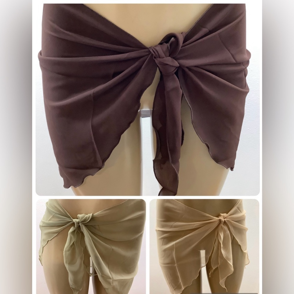 Zuliana Earth Tones Chic Sheer Sarong Wrap Skirt Bundle Of 3. New
